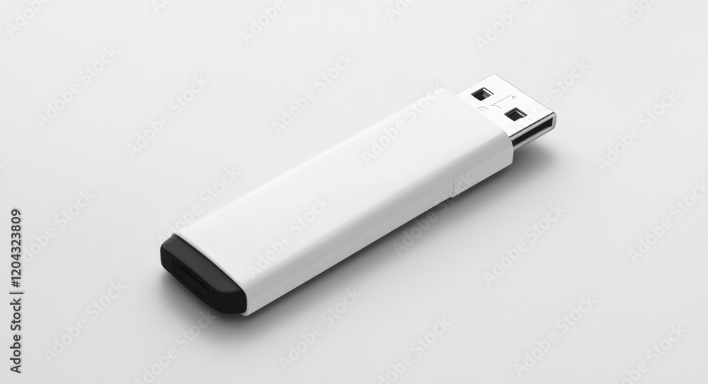 Isolated White USB Flash Stick on Clean Background for Portable Data Storage Isolated White USB Flash Stick on Clean Background for Portable Data Storage