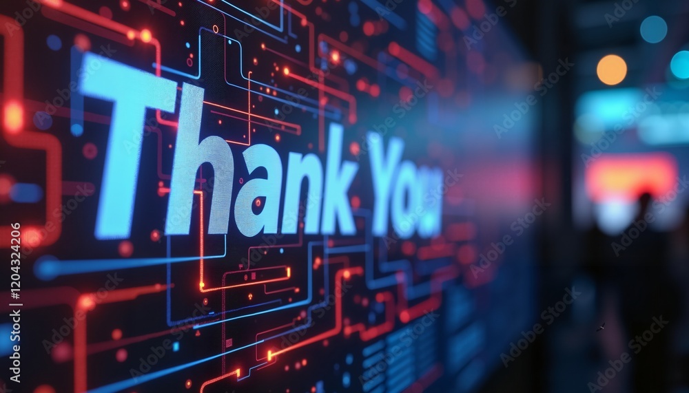 Digital Thank You Card in Neon Colors, Perfect for Tech-Themed Gratitude Messages Digital Thank You Card in Neon Colors, Perfect for Tech-Themed Gratitude Messages