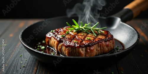 Wallpaper Mural A sizzling, juicy steak, perfectly seared and resting in a rich pan sauce, garnished with fragrant rosemary sprigs. Torontodigital.ca