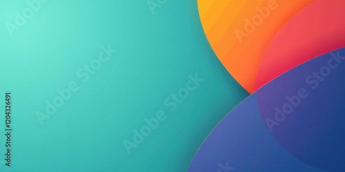 Abstract Colorful Overlapping Shapes Background Design with Teal, Orange, Red, and Blue Hues