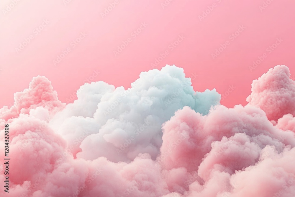 Pink and white clouds filling the sky creating a beautiful pastel colored background at sunset Pink and white clouds filling the sky creating a beautiful pastel colored background at sunset