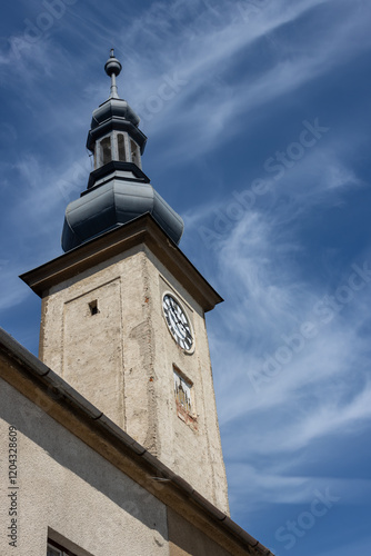 Old town hall with a tower, Zabreh, Czech republic photo