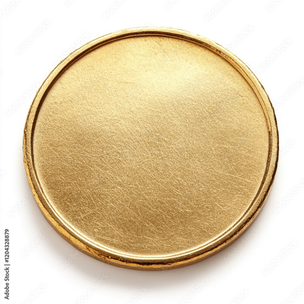 Empty Coin or Medal on Pure White Canvas for Banking and Business Concepts Empty Coin or Medal on Pure White Canvas for Banking and Business Concepts