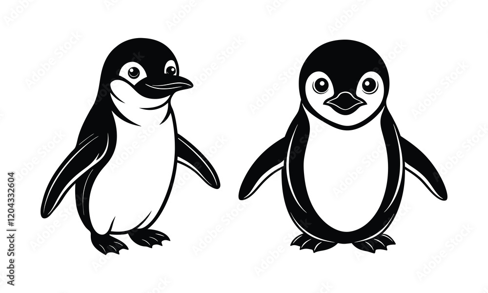 Naklejka premium Elegant Chinstrap Penguin vector Design bundle.