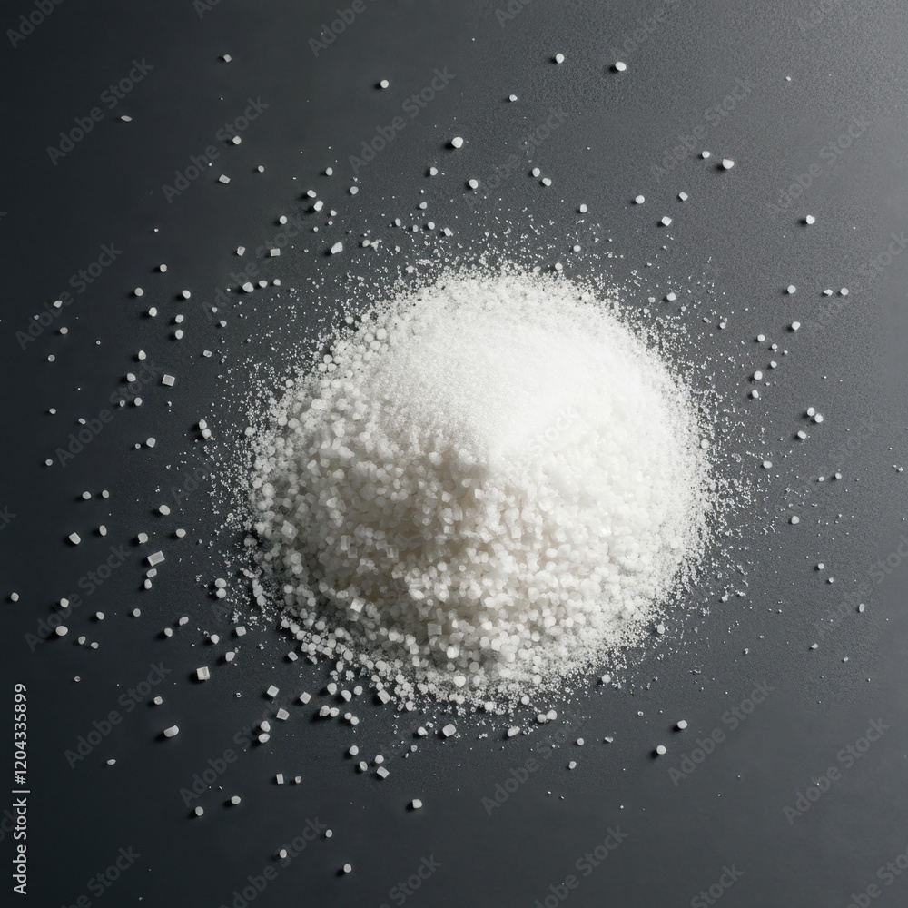 White powder substance, scattered granules, textured surface, high contrast, macro photography, overhead view, minimalist composition, pharmaceutical aesthetic, fine detail, grainy texture, scientific White powder substance, scattered granules, textured surface, high contrast, macro photography, overhead view, minimalist composition, pharmaceutical aesthetic, fine detail, grainy texture, scientific