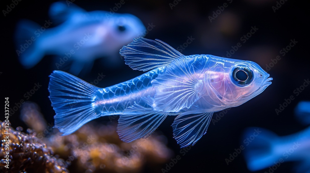 Hatchetfish, shimmering with bioluminescent light, form a mesmerizing and otherworldly scene in the dark ocean depths, a testament to nature's beauty and wonder Hatchetfish, shimmering with bioluminescent light, form a mesmerizing and otherworldly scene in the dark ocean depths, a testament to nature's beauty and wonder