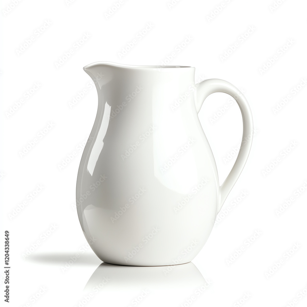 Elegant white ceramic pitcher, perfect for serving beverages. Minimalist design enhances any dining table setting. Elegant white ceramic pitcher, perfect for serving beverages. Minimalist design enhances any dining table setting.