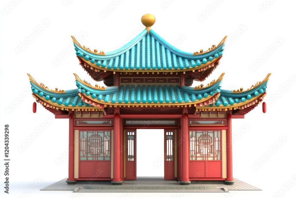 Obraz premium file:///C:/Users/user/Desktop/65.png Chinese style, high resolution, 3d cartoon style, roof