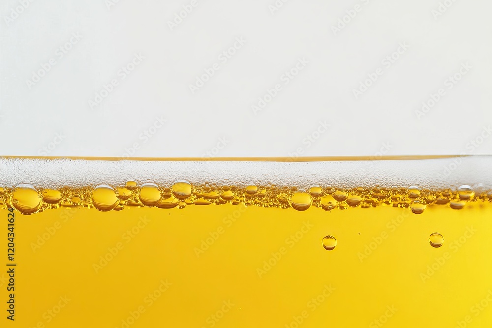 Close-up shots of golden beer with foam and bubbles at the top. AI generated image Close-up shots of golden beer with foam and bubbles at the top. AI generated image