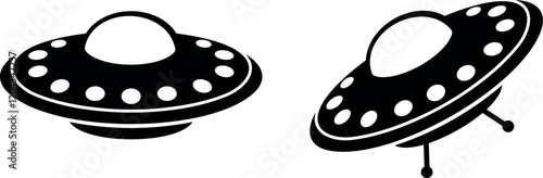Flying saucer logo. Isolated flying saucer on white background
