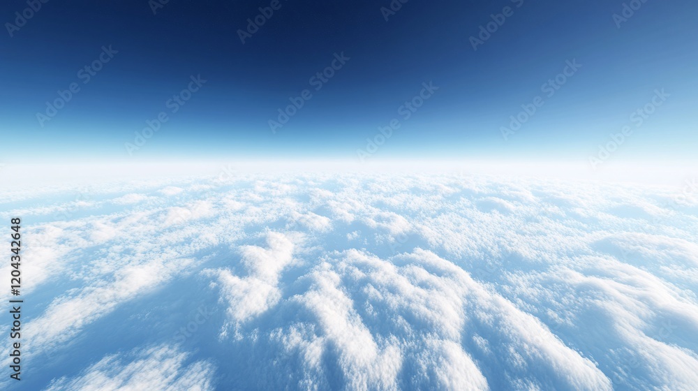 Bright Blue Sky with Sunlight Above Fluffy White Clouds Bright Blue Sky with Sunlight Above Fluffy White Clouds