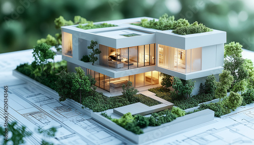 architectural model of a modern house