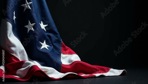 American Flag Close-up, Stars & Stripes, Patriotism, Dark Background