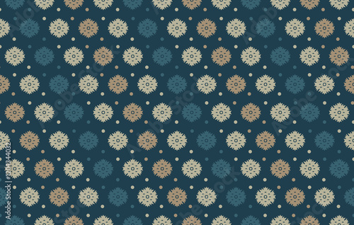 Seamless circle design pattern on dark background, Ankara print fashion digital pattern Gambeson dots pattern Seamless symmetrical pattern of circles photo