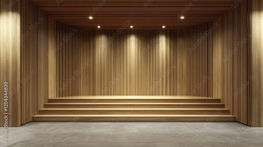 Fototapeta premium Modern Minimalist Wooden Stage Interior Design