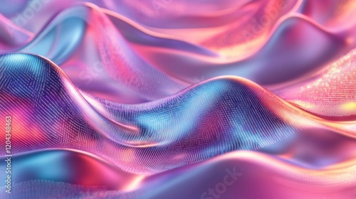 Colorful waves of silky fabric create mesmerizing visual experie photo