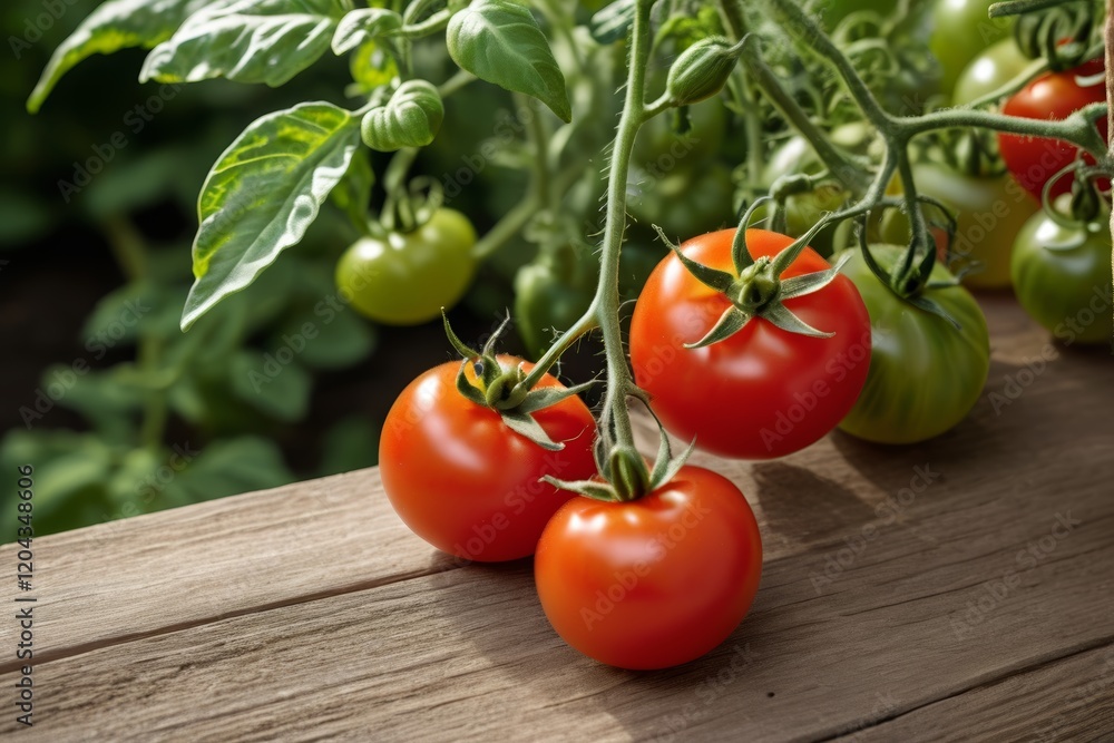 tomatoes on the vine are ripe and ready to be picked tomatoes on the vine are ripe and ready to be picked