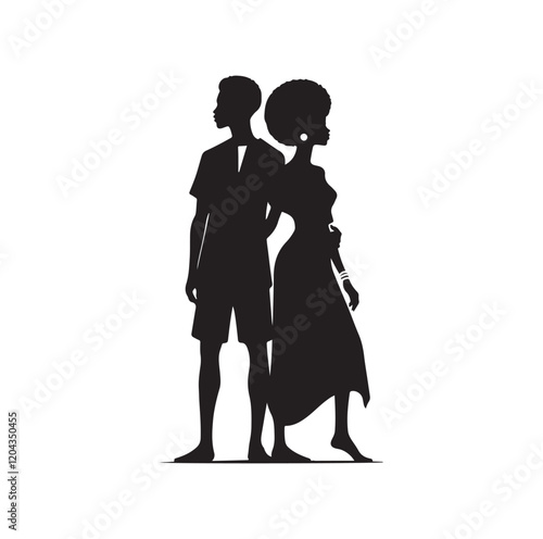 black african couple silhouette vector 
illustration