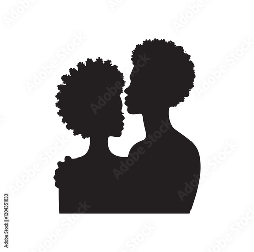black african couple silhouette vector 
illustration