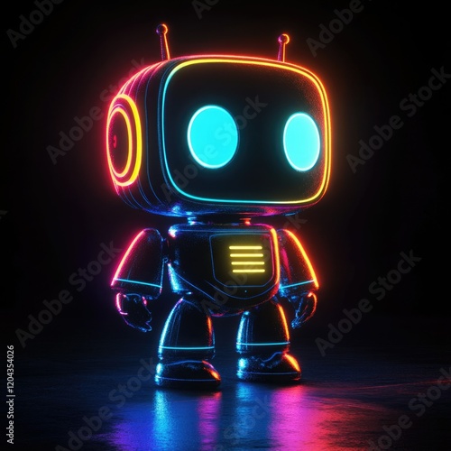 Neon D Robot with Retro YK Vibes photo