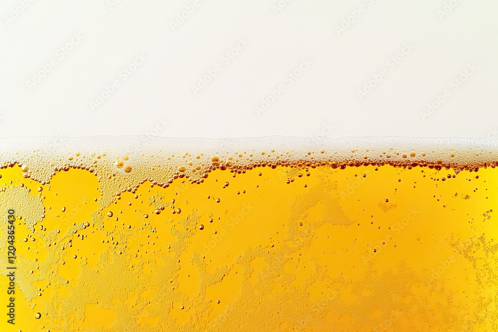 Close-up shots of golden beer with foam and bubbles at the top. AI generated image Close-up shots of golden beer with foam and bubbles at the top. AI generated image