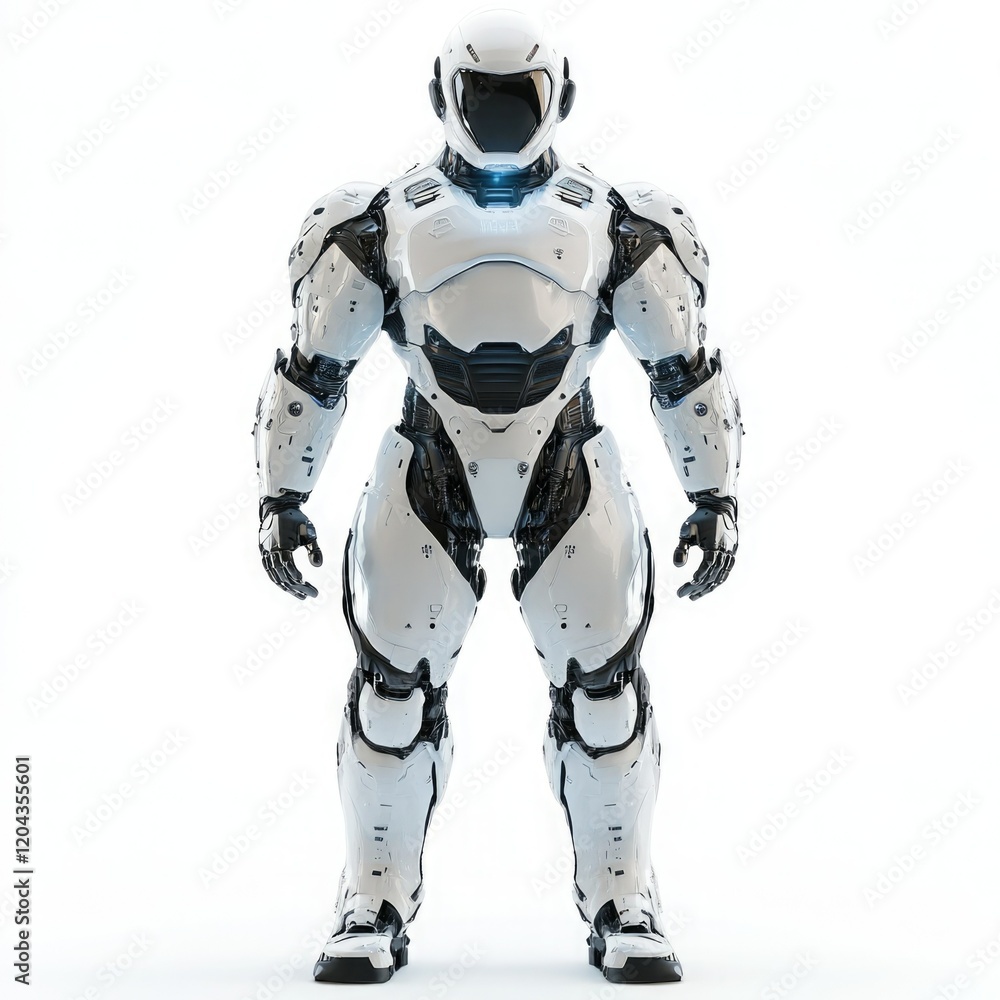 Futuristic Humanoid Robot with Shiny Accents Futuristic Humanoid Robot with Shiny Accents