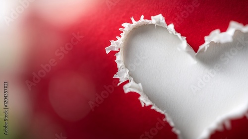 Torn Heart Red Background Soft Light. AI Generated