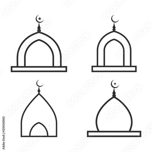 mosque dome icon vector silhouette on white background.
