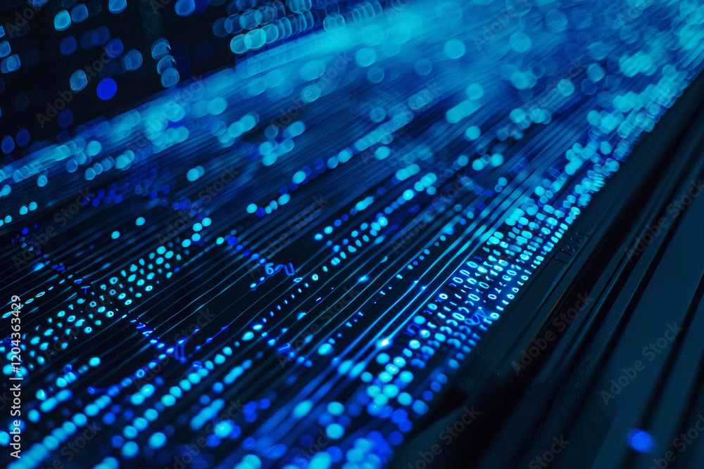 Digital Future: Blue Binary Data Flowing on a Computer Screen Background Digital Future: Blue Binary Data Flowing on a Computer Screen Background