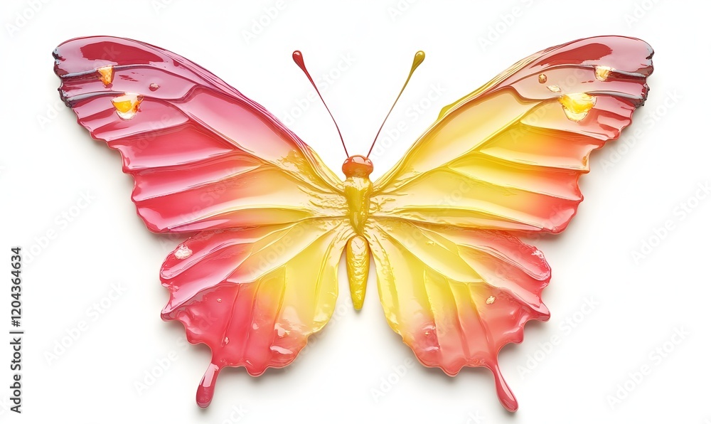 Red and yellow paint butterfly isolated on white. Red and yellow paint butterfly isolated on white.