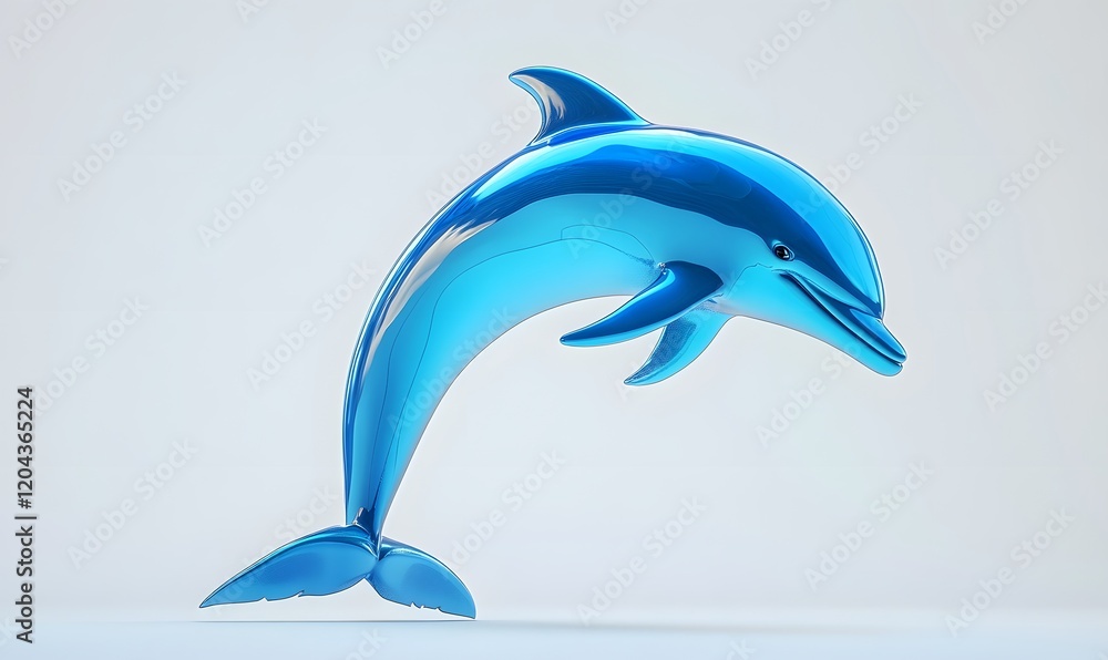 Obraz premium Shiny blue dolphin leaping.