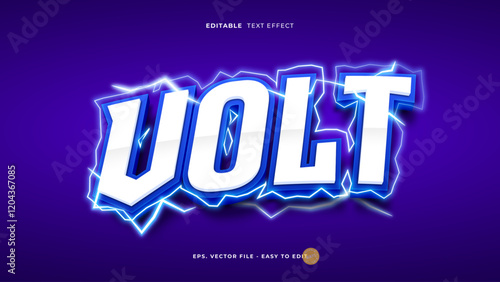 Volt text effect, editable electric voltage text style.