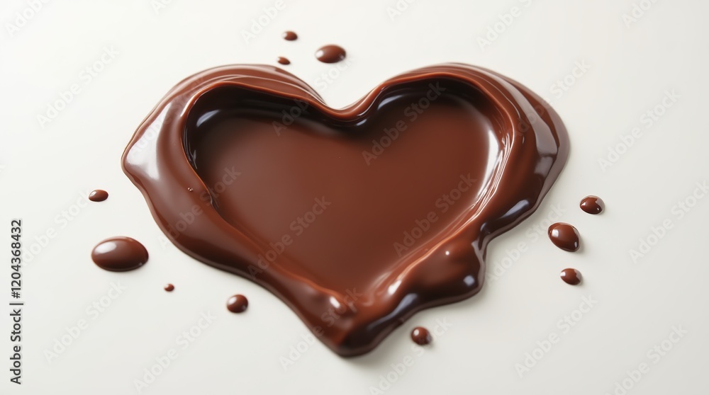 Close-Up of Melted Chocolate in Heart Shape on Smooth White Surface Close-Up of Melted Chocolate in Heart Shape on Smooth White Surface