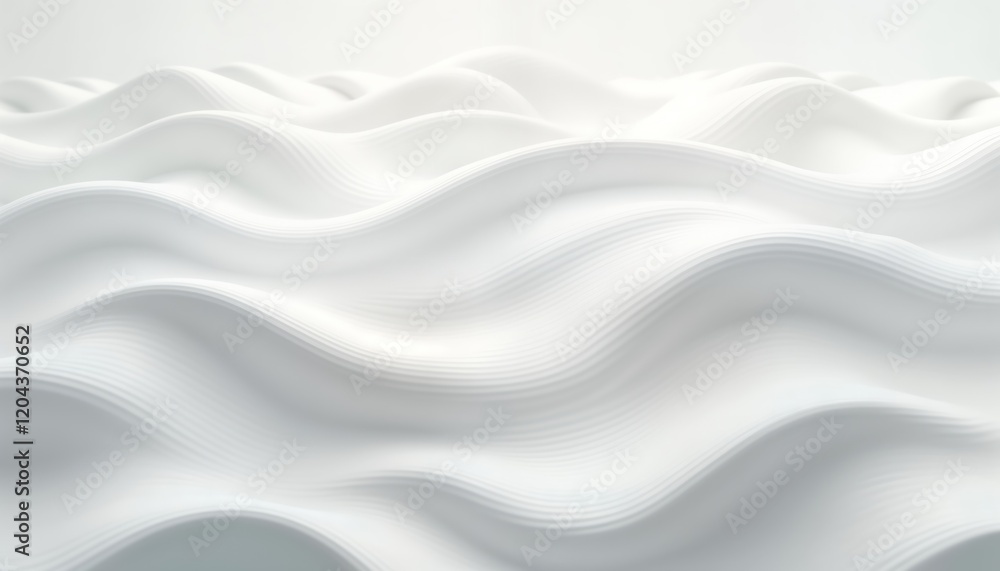 Obraz premium Abstract white wave pattern. Smooth flowing lines create minimalist design. Stylish and serene backdrop. Modern and elegant look. Ideal for various uses. Clean and refined aesthetic.