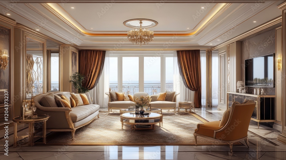 Luxury Living Room with Ocean View