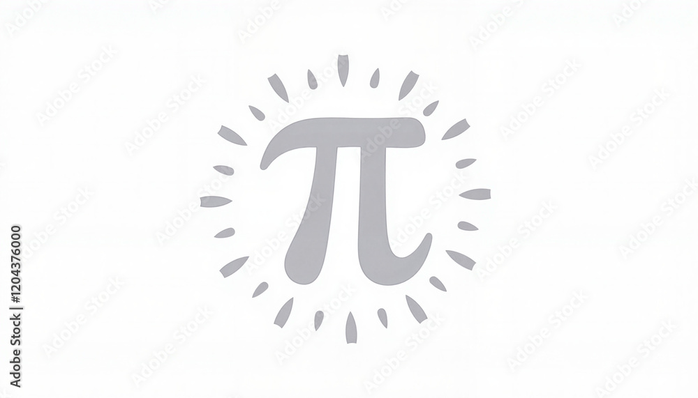 Pi symbol with decorative sunburst background Pi symbol with decorative sunburst background
