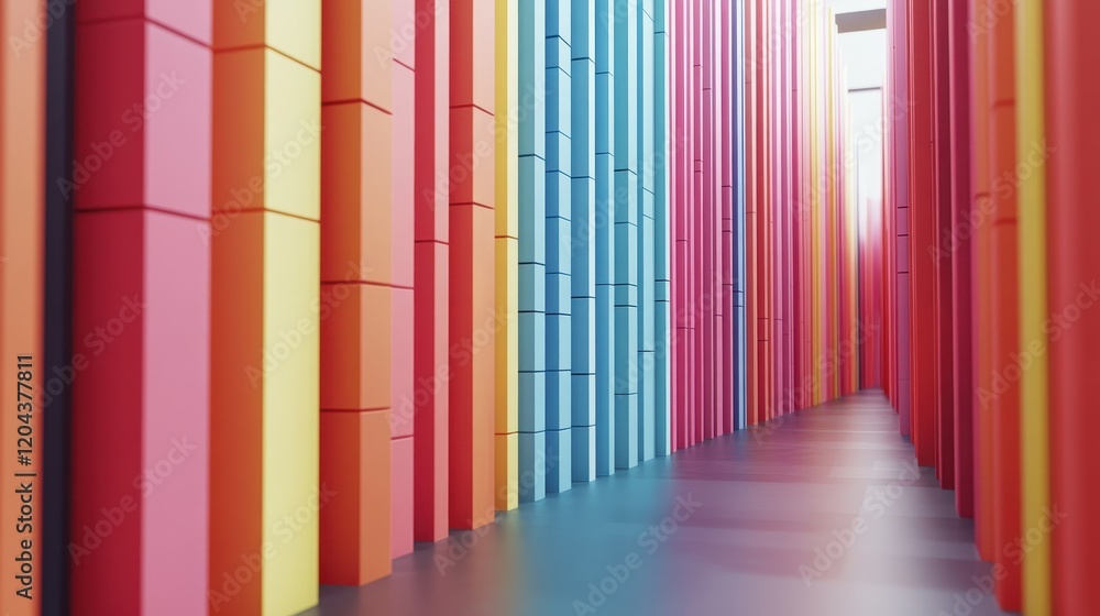 Obraz premium Vibrant Rainbow Corridor: A Symphony of Colors