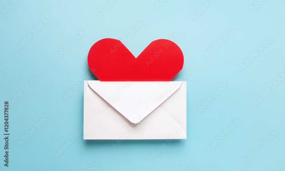 Creative envelope with red heart decoration captures the spirit of love and affection for special occasions and celebrations. Valentine’s Day, date, engagement, love, wedding, background Creative envelope with red heart decoration captures the spirit of love and affection for special occasions and celebrations. Valentine’s Day, date, engagement, love, wedding, background