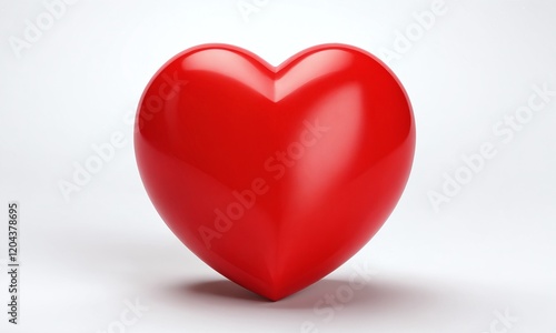 Bright red heart symbol representing love and affection on a plain background ideal for romantic themes and decorations. Valentine’s Day, date, engagement, love, wedding, background