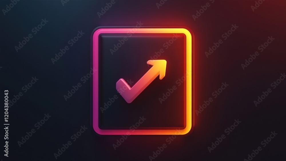 Abstract Arrow Icon with Neon Glow Abstract Arrow Icon with Neon Glow