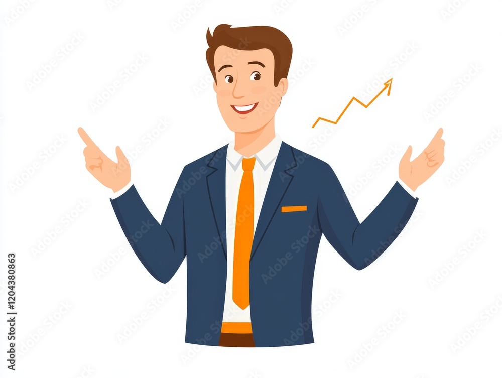 Energetic businessman with confident smile and hands gesturing excitement, showcasing dynamic personality and vibrant energy against minimalist background, ideal for business motivation themes Energetic businessman with confident smile and hands gesturing excitement, showcasing dynamic personality and vibrant energy against minimalist background, ideal for business motivation themes