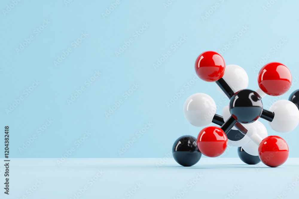 Model of PFAS Showing Molecular Structure and Illustrating Health Risks Associated With Environmental Contamination
