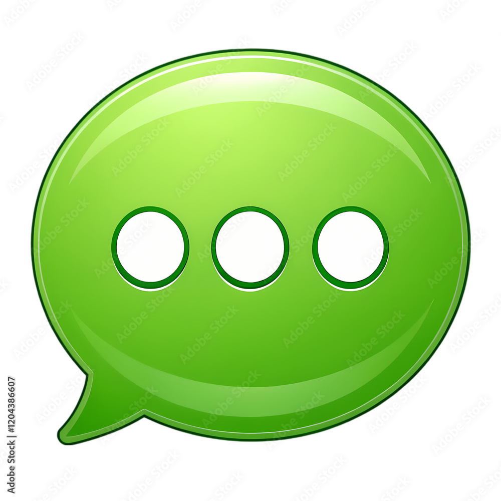 Floating Green Speech Bubble Chat Icon: Modern Communication Design Element ui ux web app dots symbol Floating Green Speech Bubble Chat Icon: Modern Communication Design Element ui ux web app dots symbol
