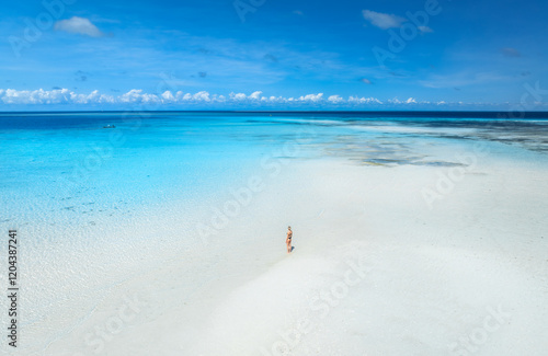 Aerial view of alone young ...