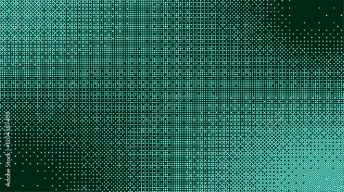 Pixelated bitmap gradient texture. Retro pixel art, green dither pattern, 8 bit background. Vector illustration