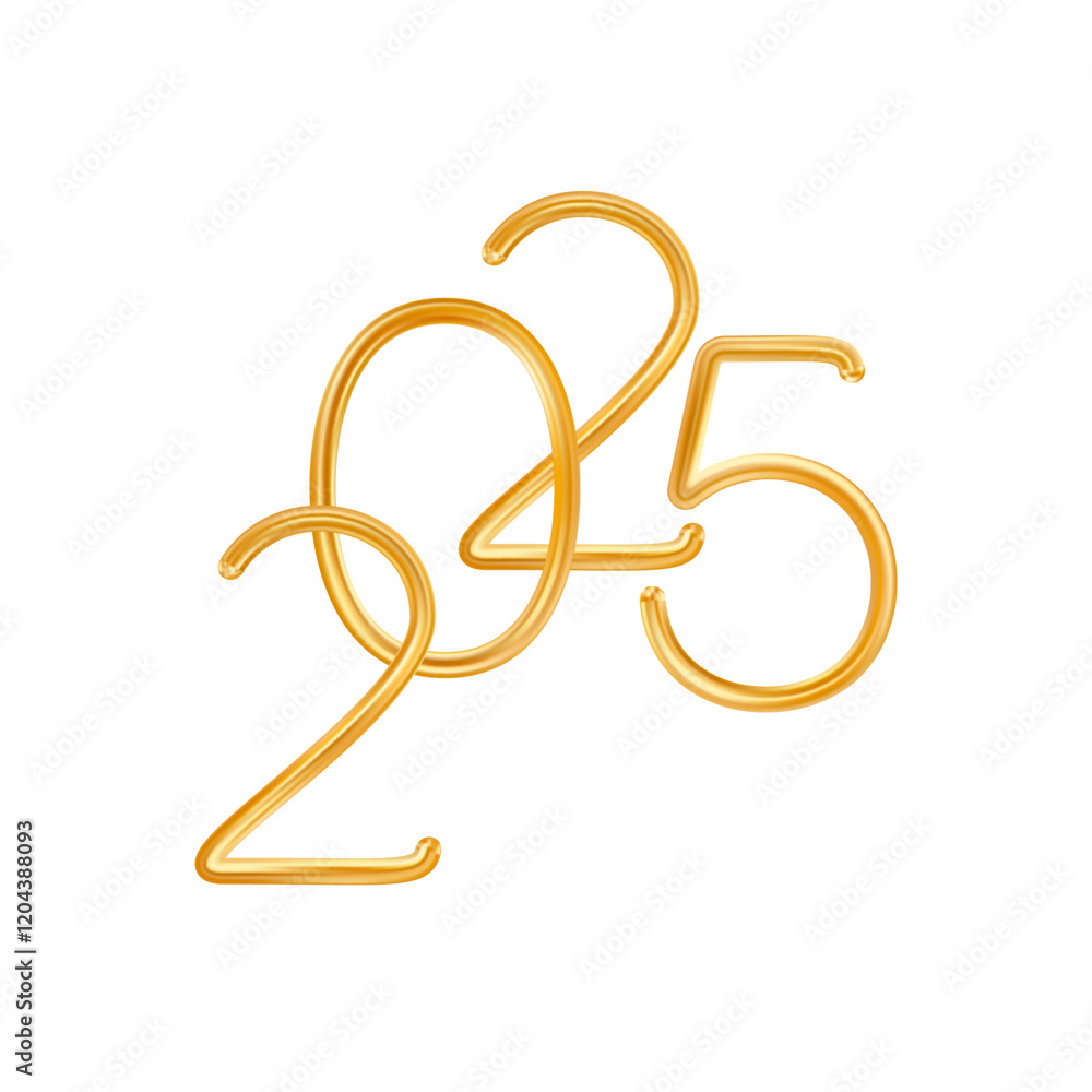 2025 Gold Thin Realistic New Year Number. 2025 Gold Thin Realistic New Year Number.