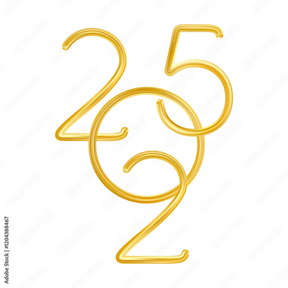 2025 Gold Thin Realistic New Year Number. 2025 Gold Thin Realistic New Year Number.