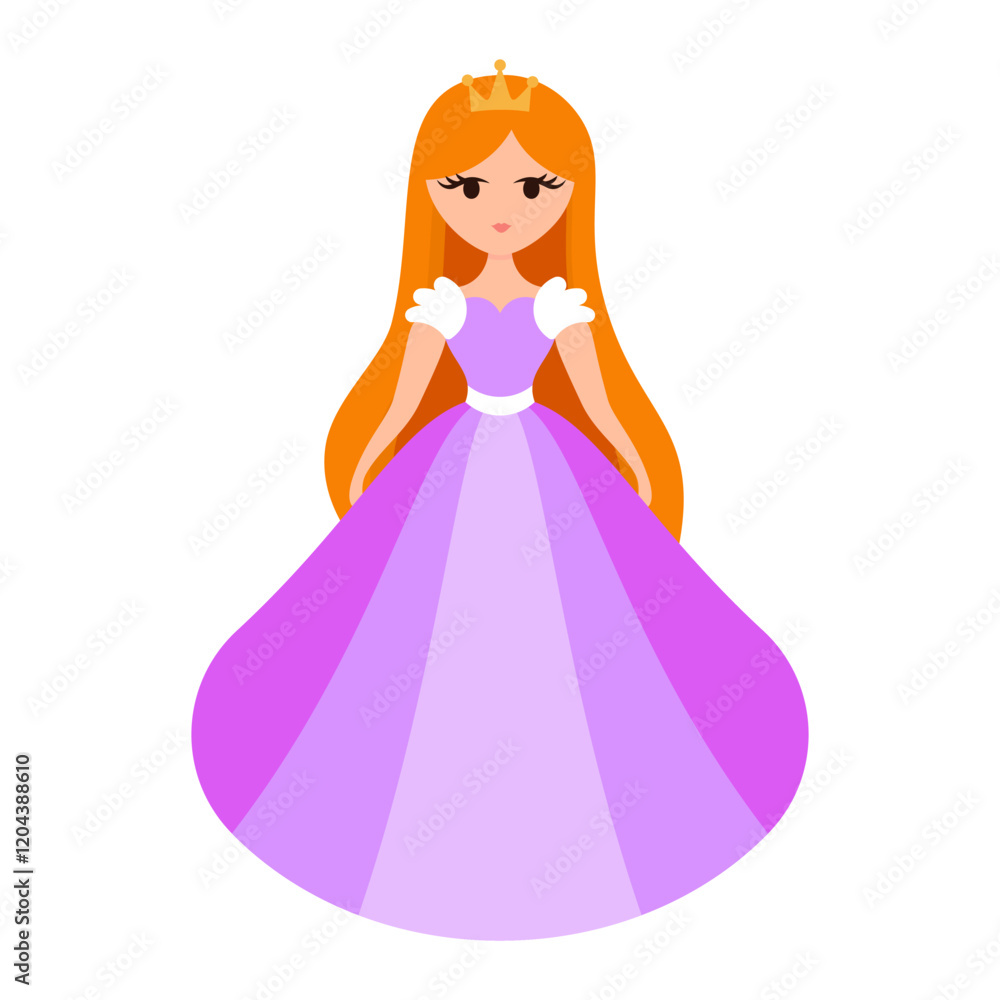 Quinceanera princess character. Young girl in a fluffy dress with a crown.