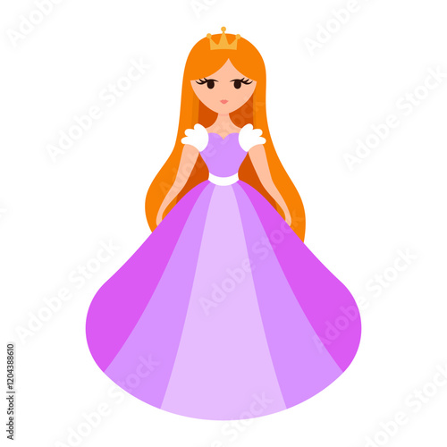 Quinceanera princess character. Young girl in a fluffy dress with a crown.