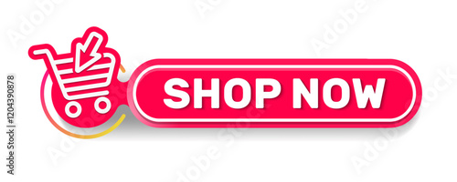 Shop now button with cart icon. 